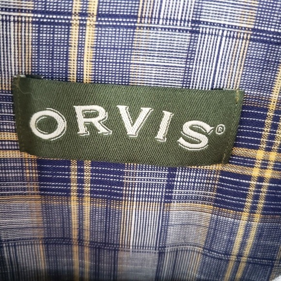 Orvis Blue Plaid Long Sleeve Button Down Shirt Mens Large Textured Cotton - Picture 4 of 12